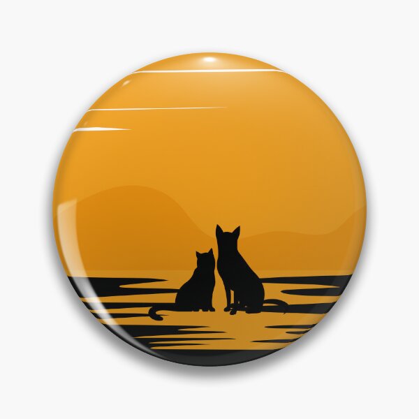 Item preview, Cat and Dog Looking at Sunset designed and sold by LuckyCatStore.