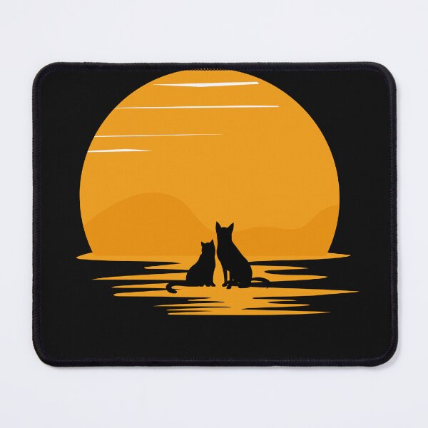 Item preview, Cat and Dog Looking at Sunset designed and sold by LuckyCatStore.