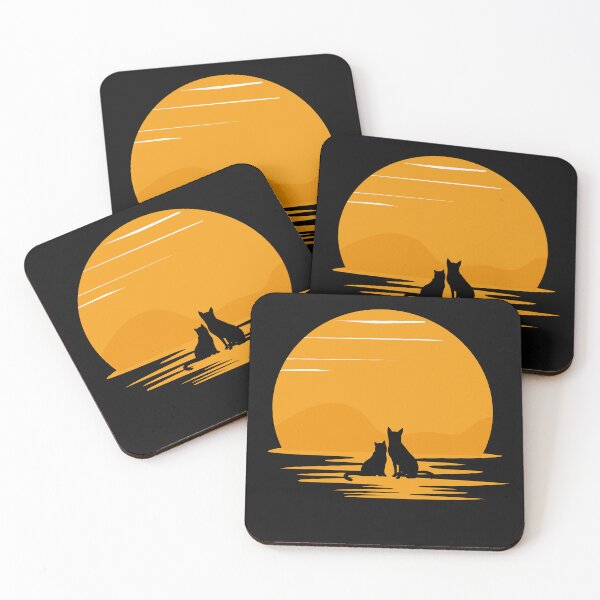 Item preview, Cat and Dog Looking at Sunset designed and sold by LuckyCatStore.