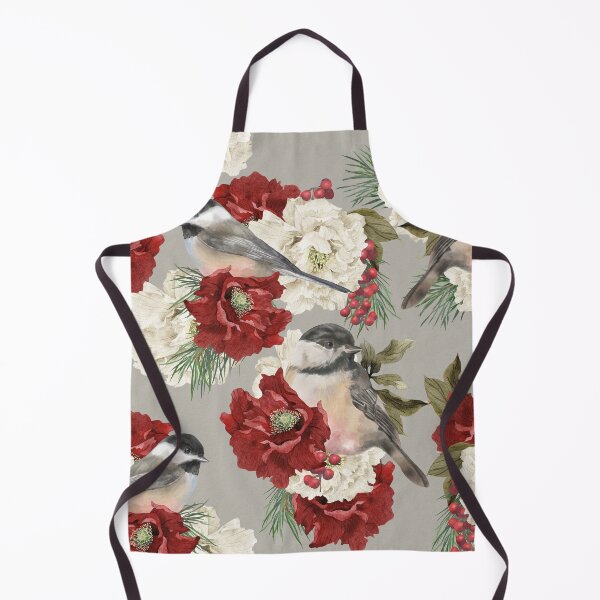 Item preview, Christmas Pattern Chickadee Bird Berries and Flowers 6 designed and sold by The Willow Of Rain City.