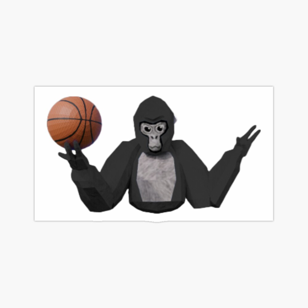 Gorilla Playing Basketball Sport Holding Ball Monkey  Sticker for Sale by  sparkzeno