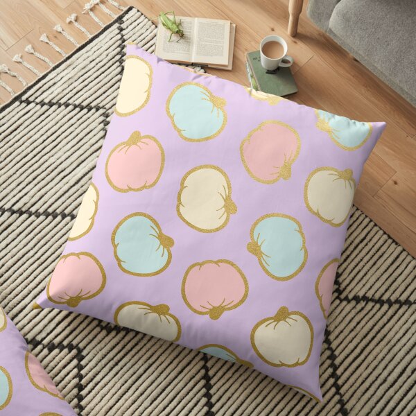 Pastel Pumpkin Pattern with Gold Floor Pillow