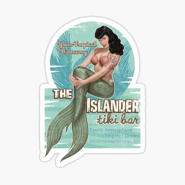 The Islander Tiki Bar - Bettie Page Mermaid Sticker