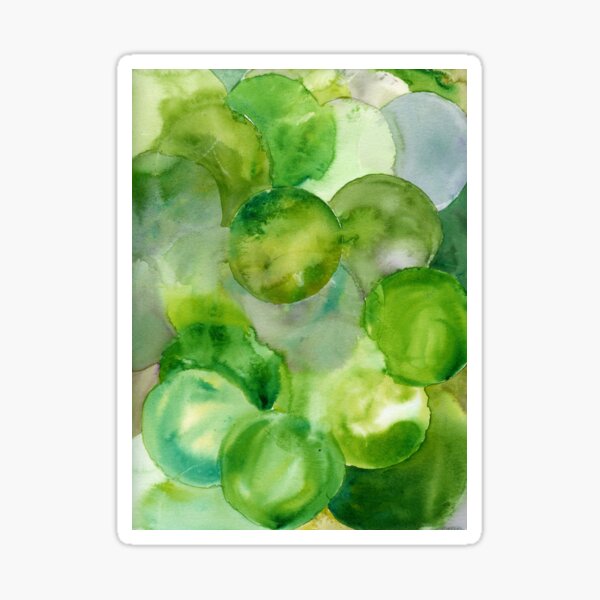 Sour Apples, Watercolor Green Geometric Circles Sticker
