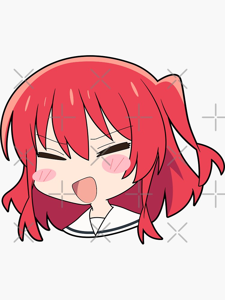Aperçu 3 sur 3. Sticker avec l'œuvre Bocchi le Rocher ! Tête de Kita Chibi créée et vendue par ChibiCheems.