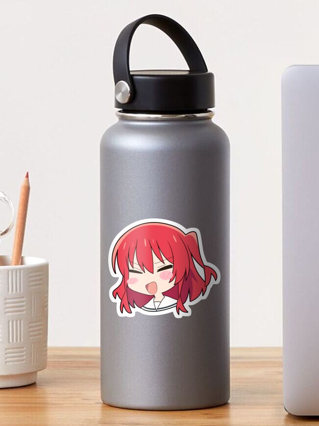 Aperçu 1 sur 3. Sticker avec l'œuvre Bocchi le Rocher ! Tête de Kita Chibi créée et vendue par ChibiCheems.