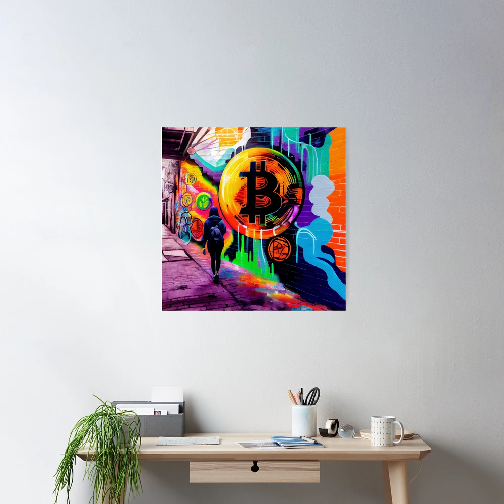 Bright Colorful Bitcoin Cryptocurrency Street Art Digital Painting
