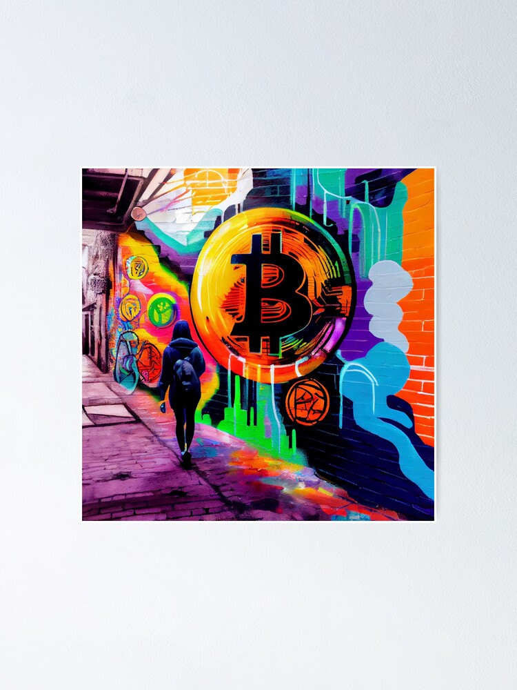 Bitcoin Circles Cryptocurrency Graffiti Canvas Print. Bitcoin Office Decor Cryptocurrency Wall Art, Bitcoin print, outlet crypto BTC Graffiti