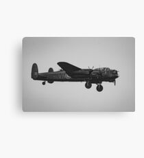 Lancaster Bomber In Black and White Canvas Print