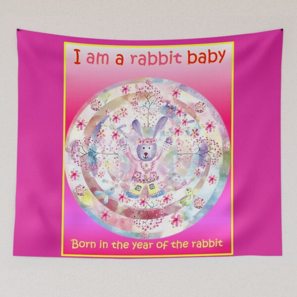 Item preview, I am a Rabbit Baby on a hot pink background.  designed and sold by DefaultOneWorld.