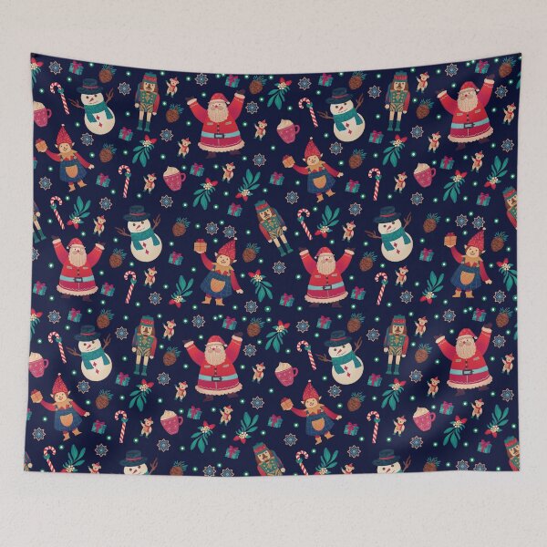 Item preview, Colorful Christmas, beautiful illustration full of Christmas characters like Santa Claus, elves, plush toys, nutcrackers and Christmas tree stars. designed and sold by Malogue.