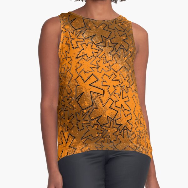 Warm Tones Gradient Splatter Paint Floral Pattern Sleeveless Top