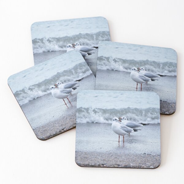 Item preview, Two seagulls standing on the beach photography designed and sold by Inspirely.