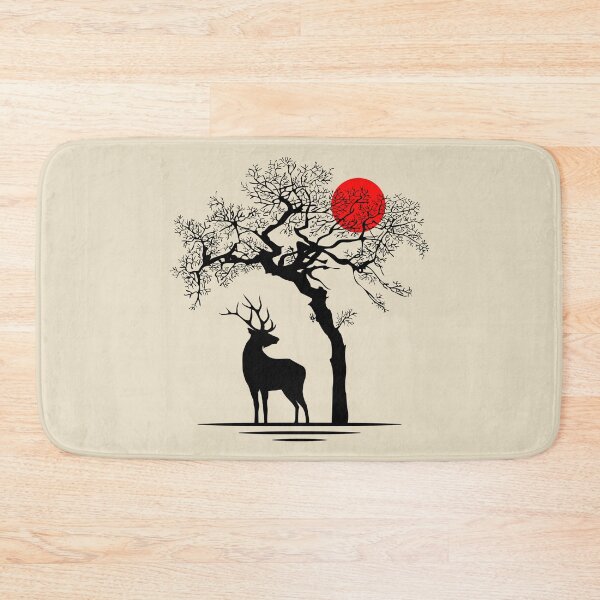 Item preview, Deer Under A Tree Gazing At A Red Moon designed and sold by TextAndVectors.