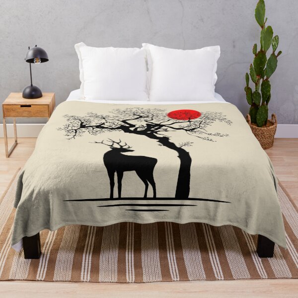 Item preview, Deer Under A Tree Gazing At A Red Moon designed and sold by TextAndVectors.