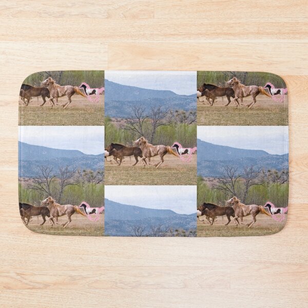Item preview, Horses Gallop Through Field, with Paint Horse highlighted in pink designed and sold by Cowboy Folly.