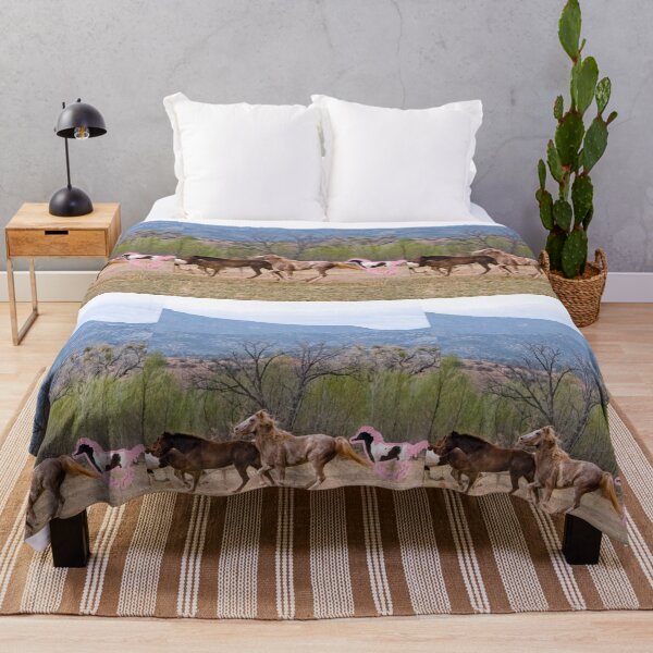 Item preview, Horses Gallop Through Field, with Paint Horse highlighted in pink designed and sold by Cowboy Folly.