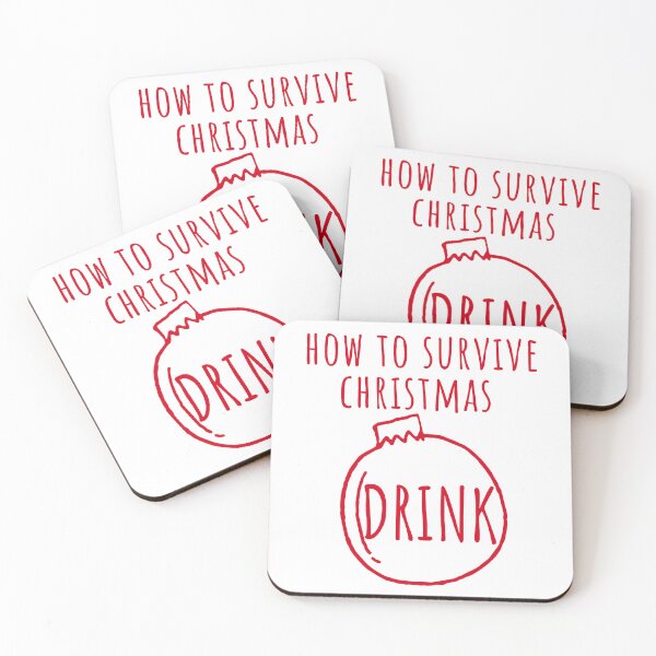 Item preview, Christmas Humor. Rude, Offensive, Inappropriate Drinking Christmas Card. How To Survive Christmas, Drink. Red designed and sold by That Cheeky Tee.