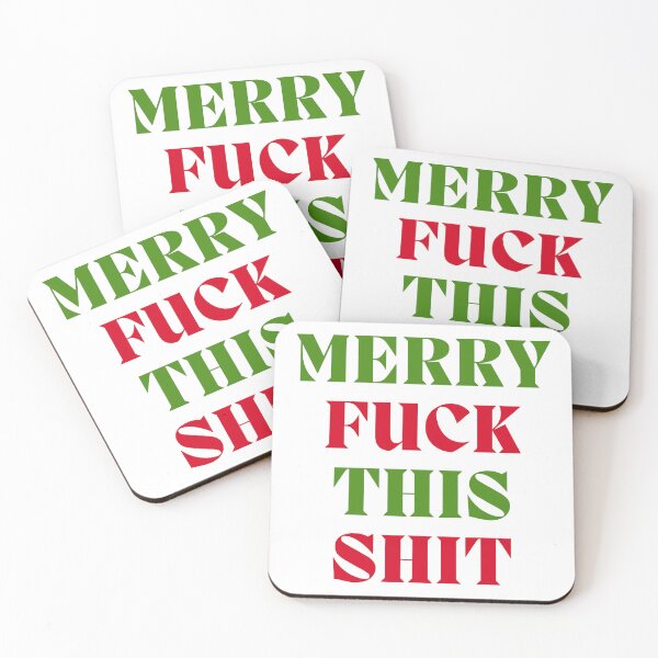 Item preview, Christmas Humor. Rude, Offensive, Inappropriate Sweary Christmas Card. Merry Fuck This Shit. Red and Green designed and sold by That Cheeky Tee.