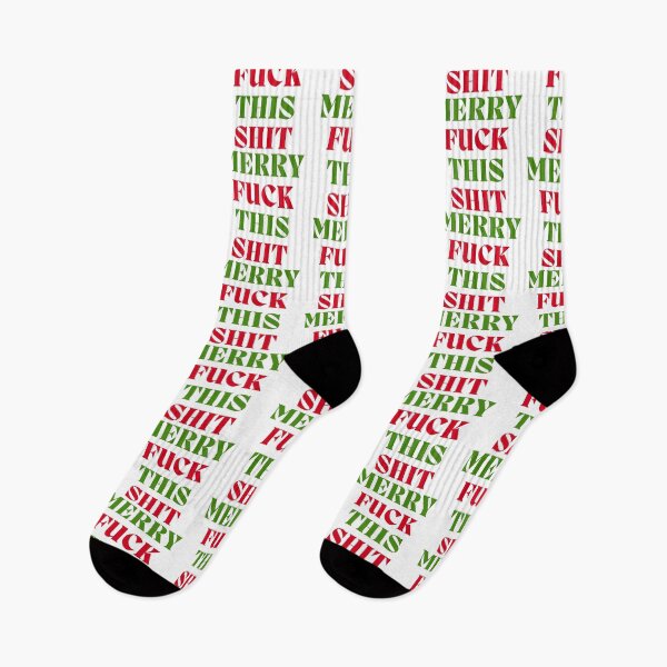 Item preview, Christmas Humor. Rude, Offensive, Inappropriate Sweary Christmas Card. Merry Fuck This Shit. Red and Green designed and sold by That Cheeky Tee.