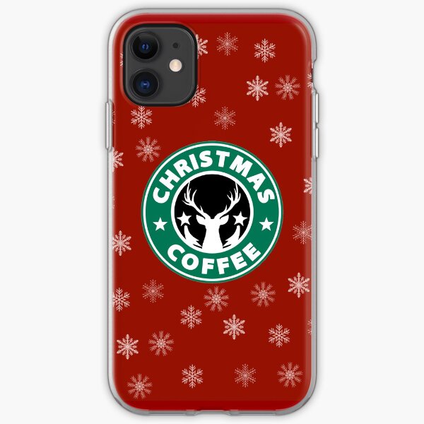 Christmas Coffee (Reindeer and Snowflakes) iPhone Soft Case