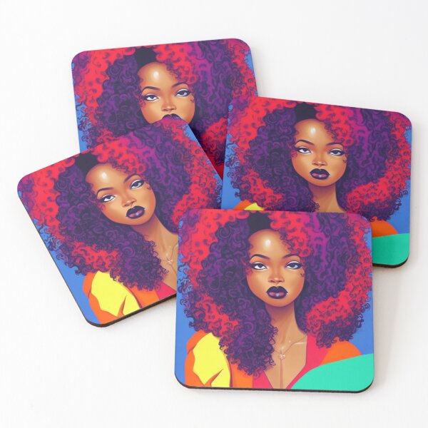 Item preview, Brown Skin and Big Colorful Curly Hair Pop Art designed and sold by Sapphire597.