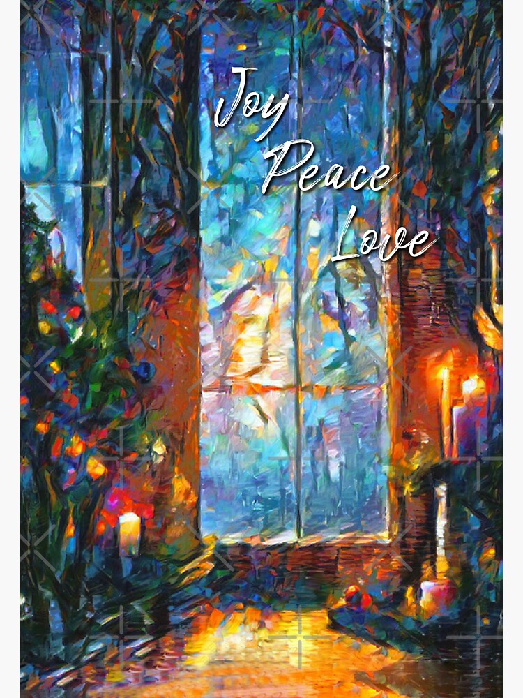 "Christmas themed design with colorful stained glass window" Sticker