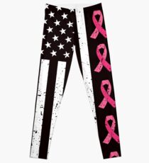 Pink Ribbon Breast Cancer Awareness Flag Hope Strength Courage Gift Tee Leggings