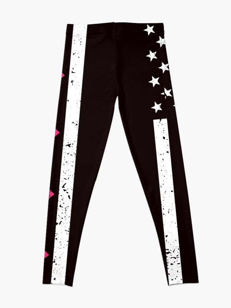 Alternate view of Pink Ribbon Breast Cancer Awareness Flag Hope Strength Courage Gift Tee Leggings