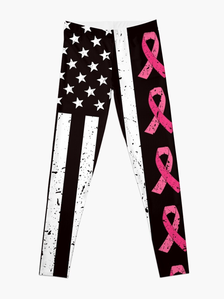 Alternate view of Pink Ribbon Breast Cancer Awareness Flag Hope Strength Courage Gift Tee Leggings
