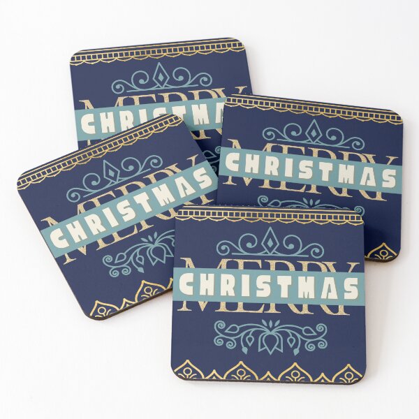 Item preview, Merry Christmas Ornamental Design Dark Background designed and sold by 4thoughtDesigns.