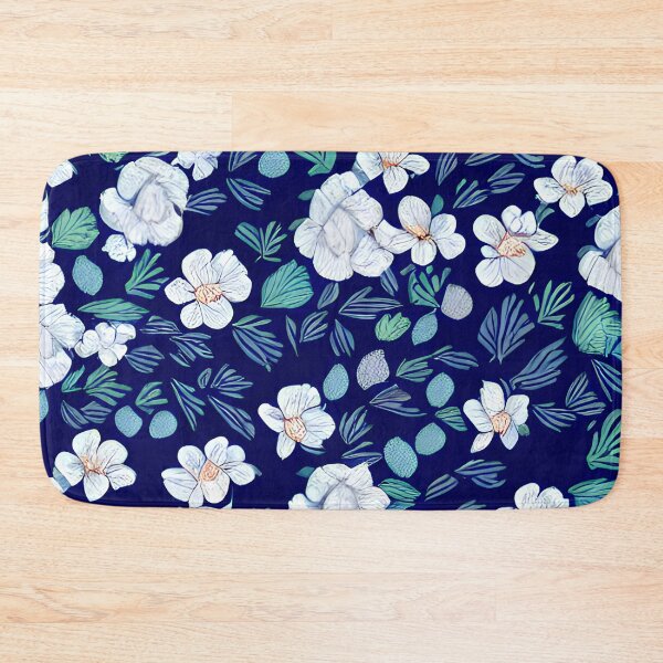 Item preview, floral white flower blue leaf patter #2 designed and sold by supeart.