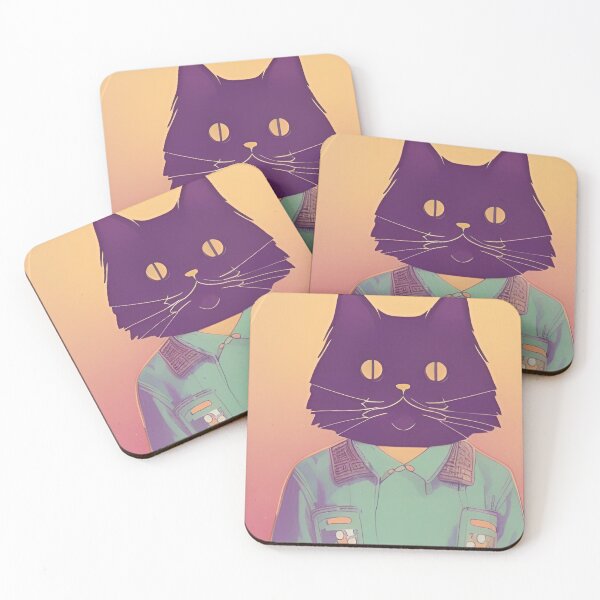 Item preview, Vintage Retro Style Hipster Anthropomorphic Black Cat Artwork designed and sold by emmtayloor.