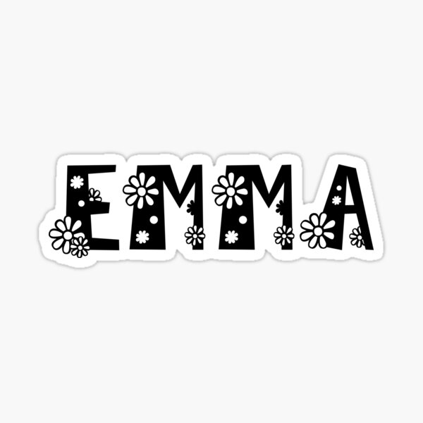 my-name-is-emma-single-girl-name-in-black-fonts-sticker-for-sale-by