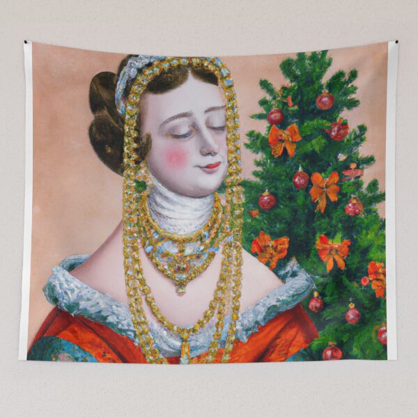 Item preview, Holiday Altered Art Portraits, Ai Vintage Christmas Art, Painting by Ai, Art Gift designed and sold by RadRococo.