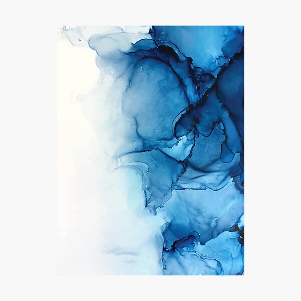 Blue Tides - Alcohol Ink Painting Photographic Print