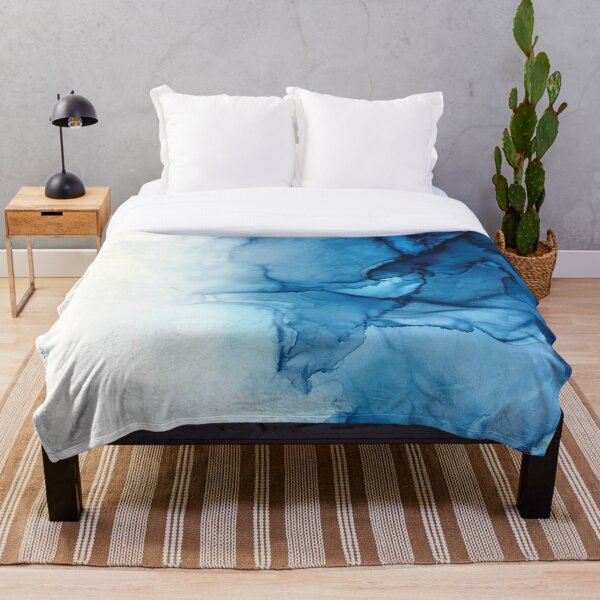 Blue Tides - Alcohol Ink Painting Throw Blanket