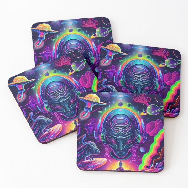 Item preview, Colorful Psychedelic Alien God in Space Neon Digital Painting designed and sold by CodeAndColors.