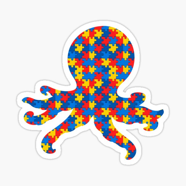 quot Octopus autism awareness kids mollusc puzzle day quot Sticker for Sale by