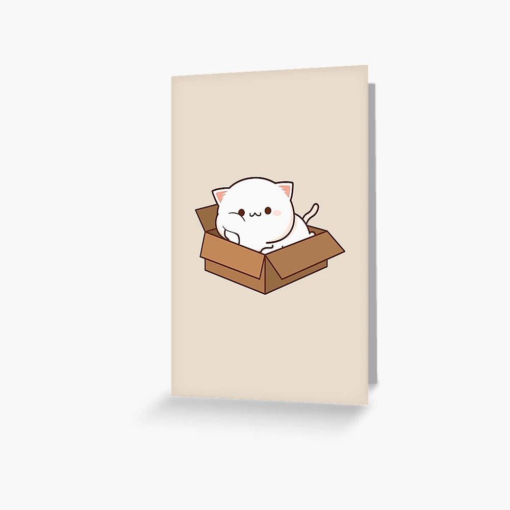 Pink Kawaii Cat In A Box | Sticker