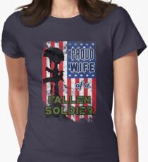 Proud Wife of a Fallen Soldier Veterans Day Shirt Women's Fitted T-Shirt