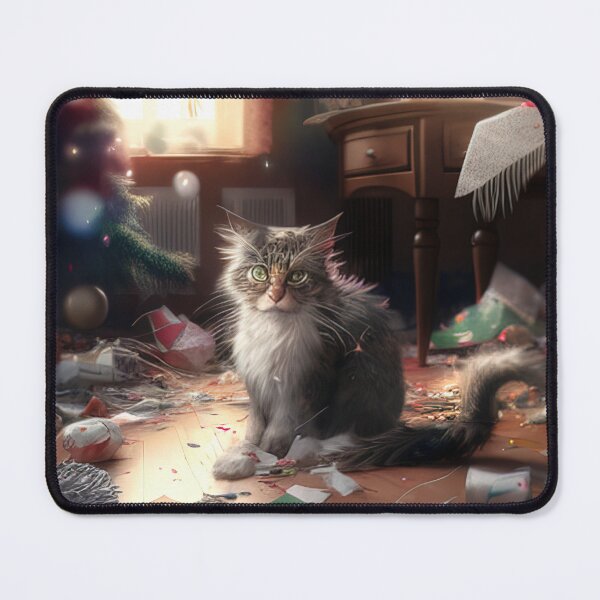 Item preview, Angry cat wrecks christmas tree designed and sold by XmasPatterns.