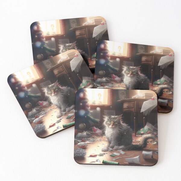 Item preview, Angry cat wrecks christmas tree designed and sold by XmasPatterns.