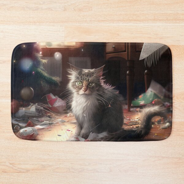 Item preview, Angry cat wrecks christmas tree designed and sold by XmasPatterns.