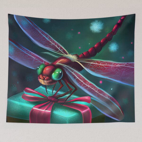 Item preview, Dragonfly vintage christmas drawing designed and sold by XmasPatterns.
