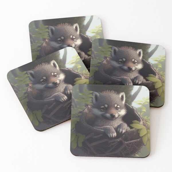 Item preview, A Cute Baby Wolf in a Bird's Nest designed and sold by wolfnme.