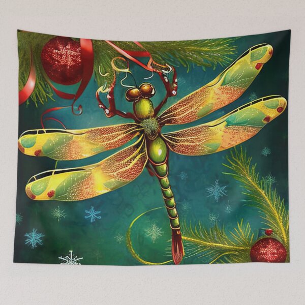 Item preview, Dragonfly inspecting the christmas balls designed and sold by XmasPatterns.