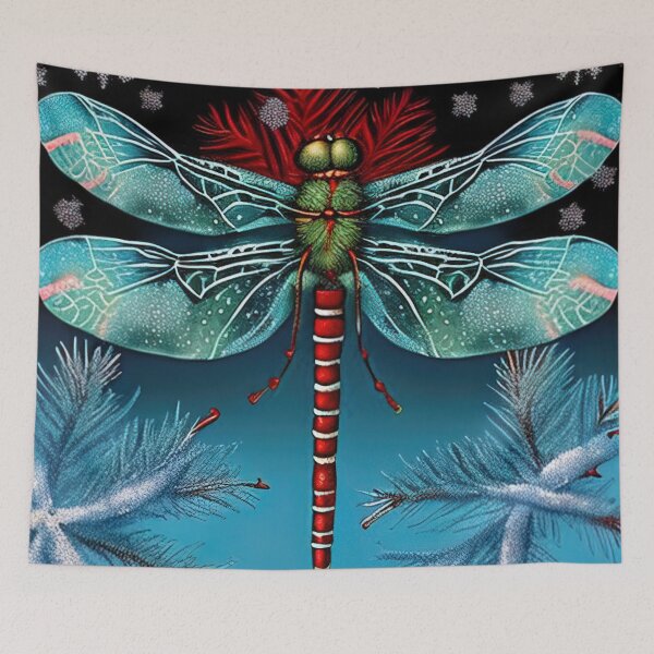 Item preview, Christmas dragonfly on a snowy tree designed and sold by XmasPatterns.