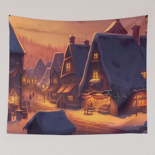 Item preview, Snowy christmas village design designed and sold by XmasPatterns.