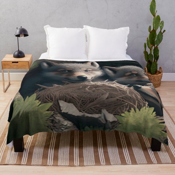 Item preview, Cute Baby Wolves in a Bird's Nest designed and sold by wolfnme.